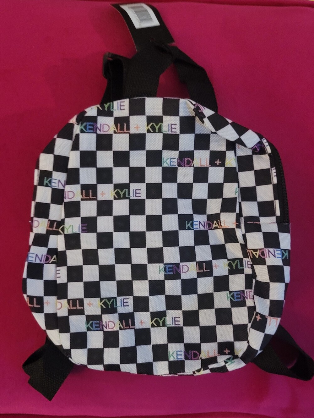 Kendall & Kylie Black & White Checkered Mini Backpack